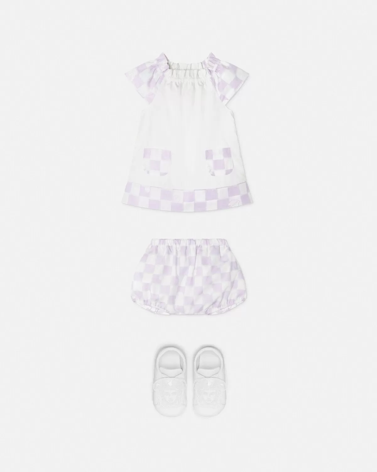 Enfant Versace Ensemble Robe Baby A Volants Contrasto