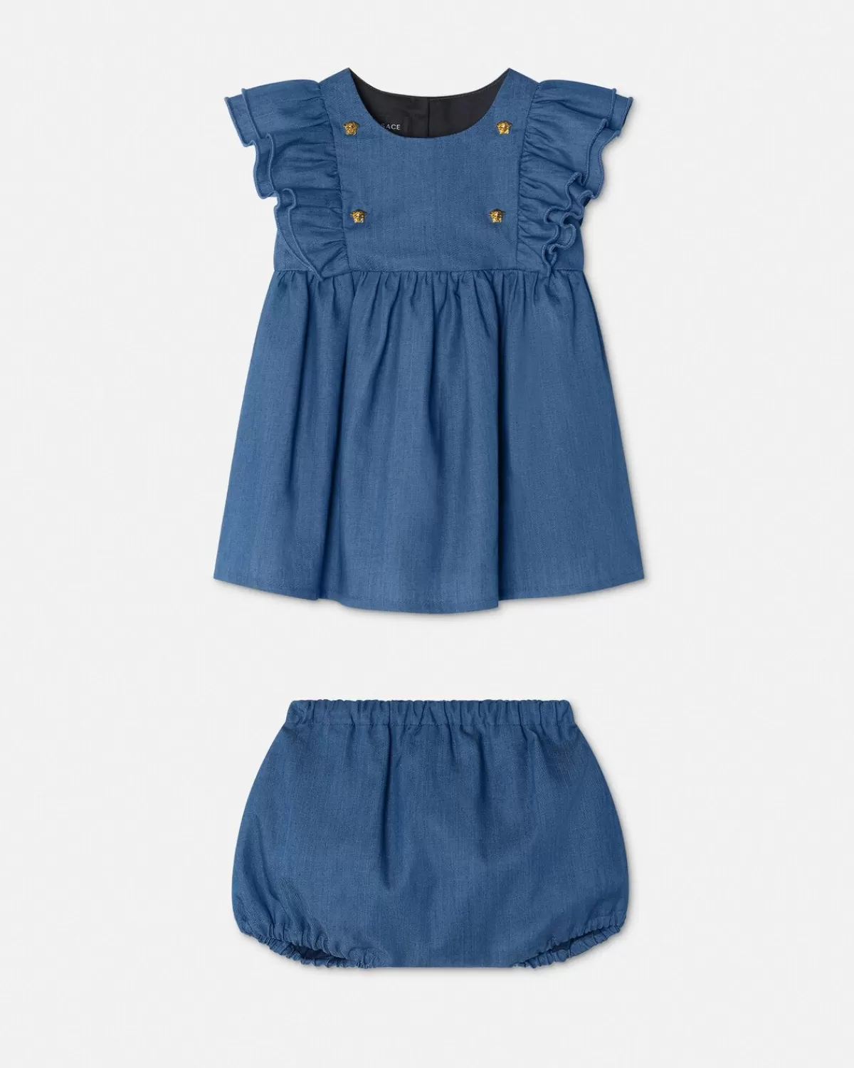 Enfant Versace Ensemble Robe En Chambray A Volants Baby