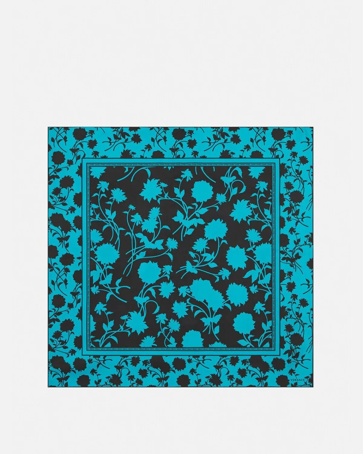 Femme Versace Grand Foulard En Soie Floral Silhouette 90 Cm