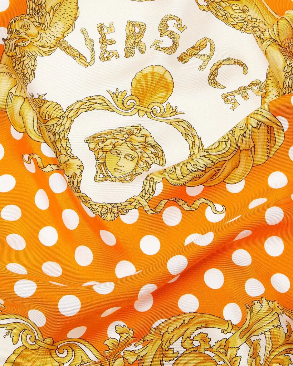 Homme Versace Grand Foulard Seashell Baroque En Soie 90 Cm