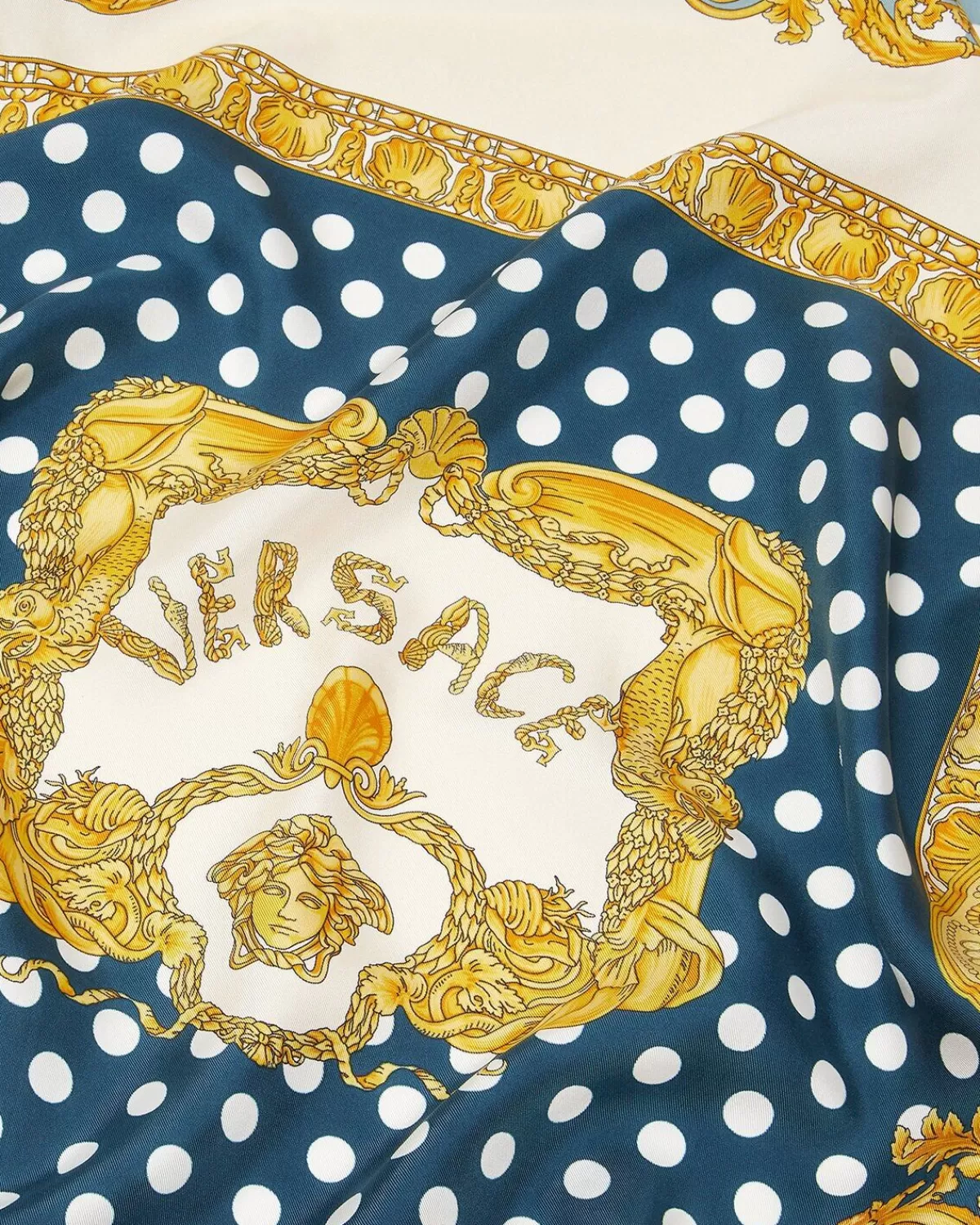 Homme Versace Grand Foulard Seashell Baroque En Soie 90 Cm