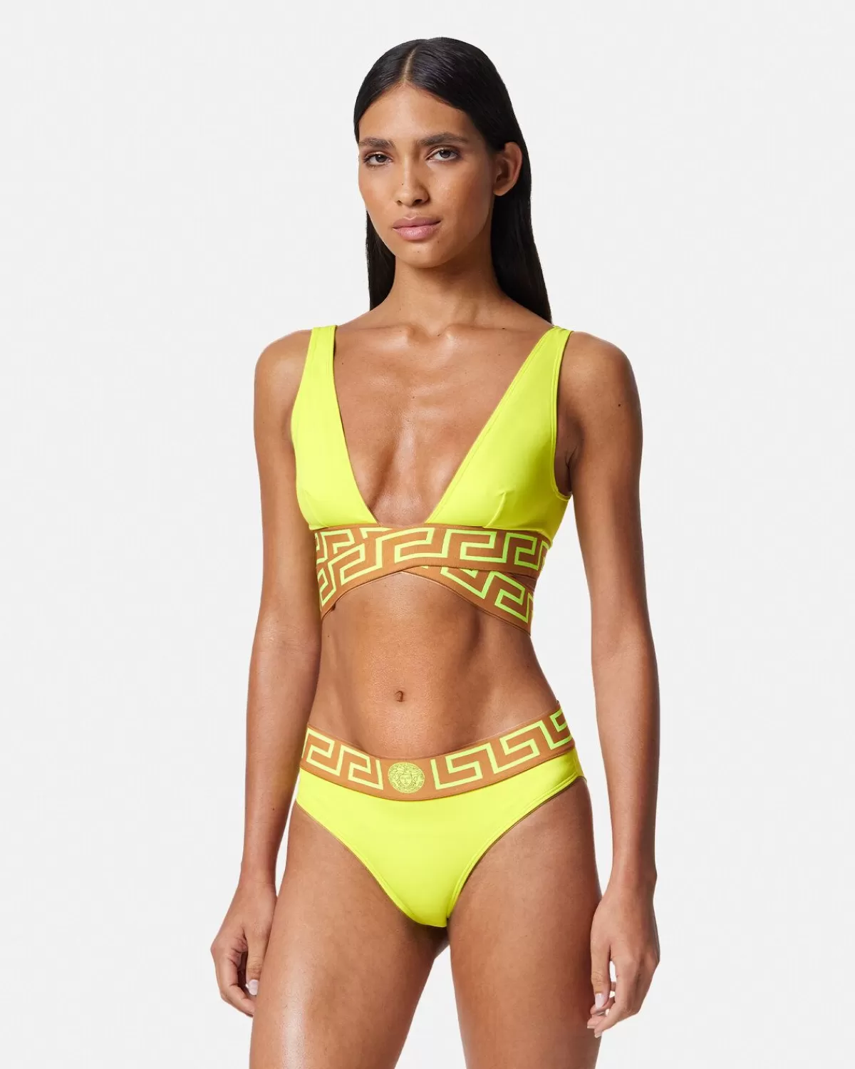 Femme Versace Haut De Bikini Triangle A Bordure Greca