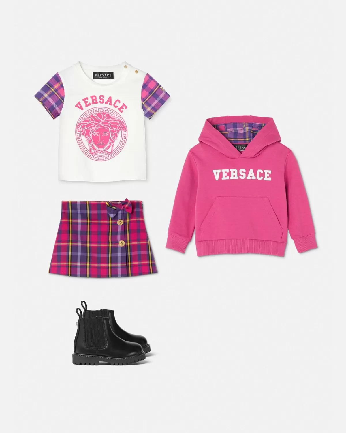 Enfant Versace Hoodie Logo Tartan Baby