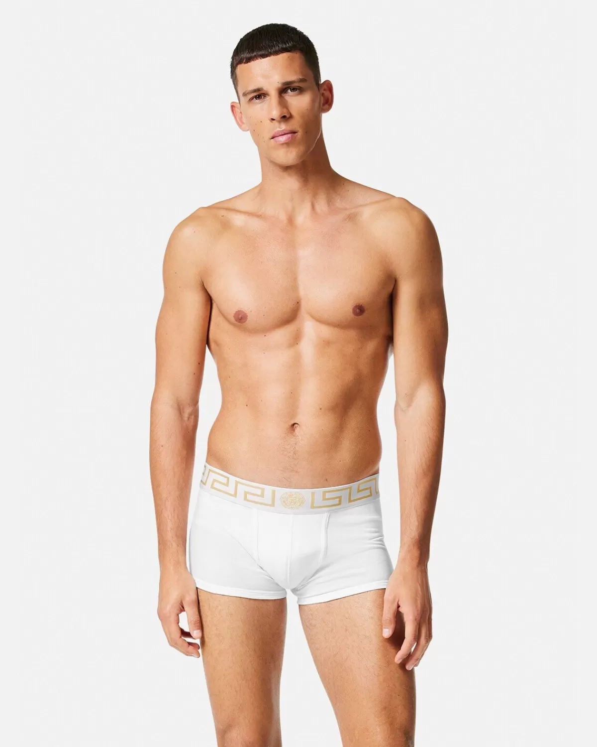 Homme Versace Lot De Deux Boxers Adherents A Bordure Greca