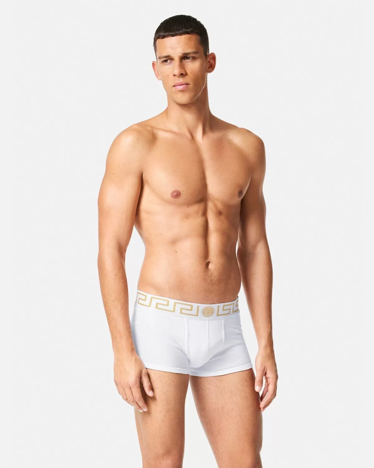 Homme Versace Lot De Deux Boxers Adherents A Bordure Greca