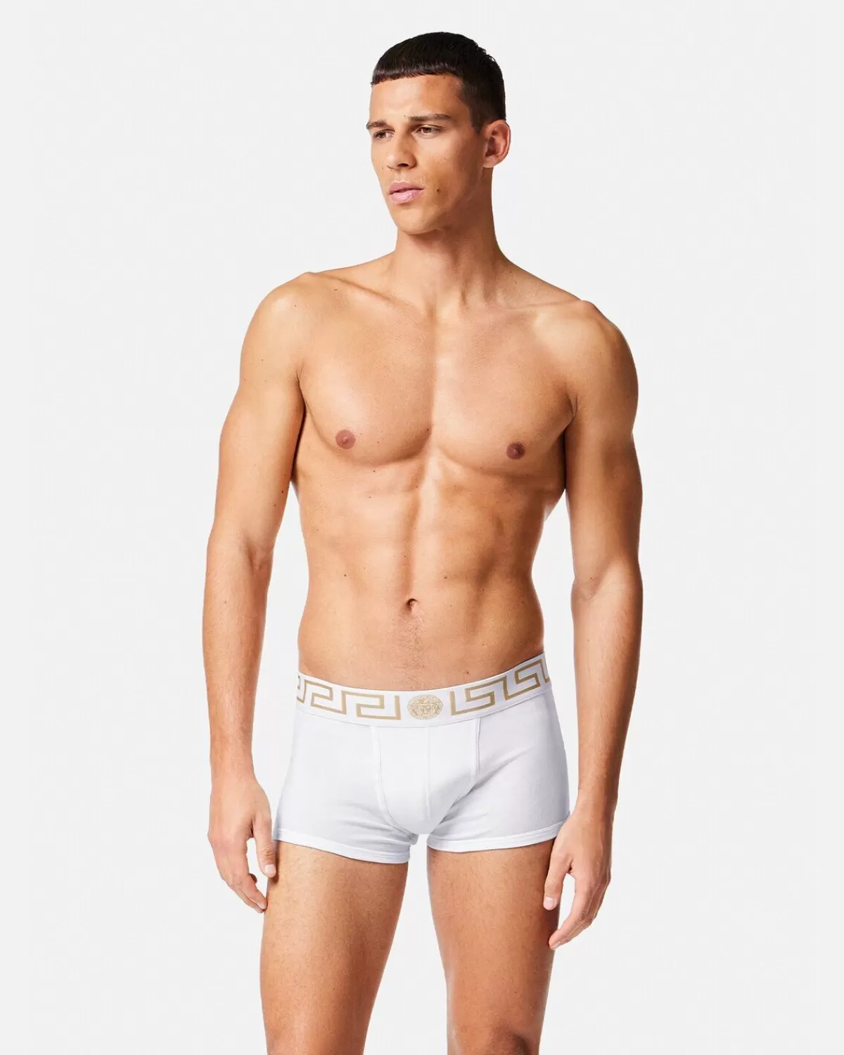 Homme Versace Lot De Deux Boxers Adherents A Bordure Greca