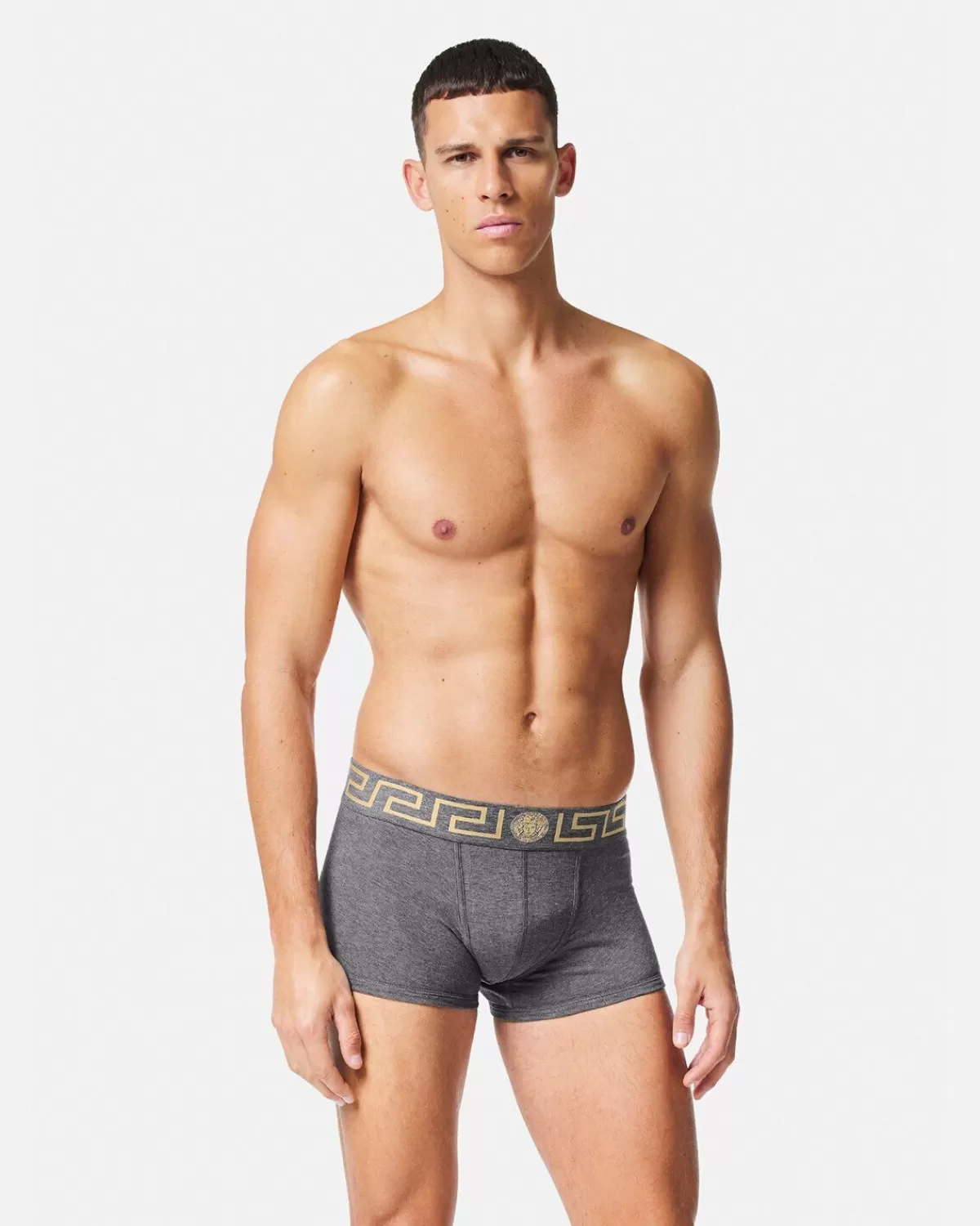 Homme Versace Lot De Deux Boxers Adherents A Bordure Greca