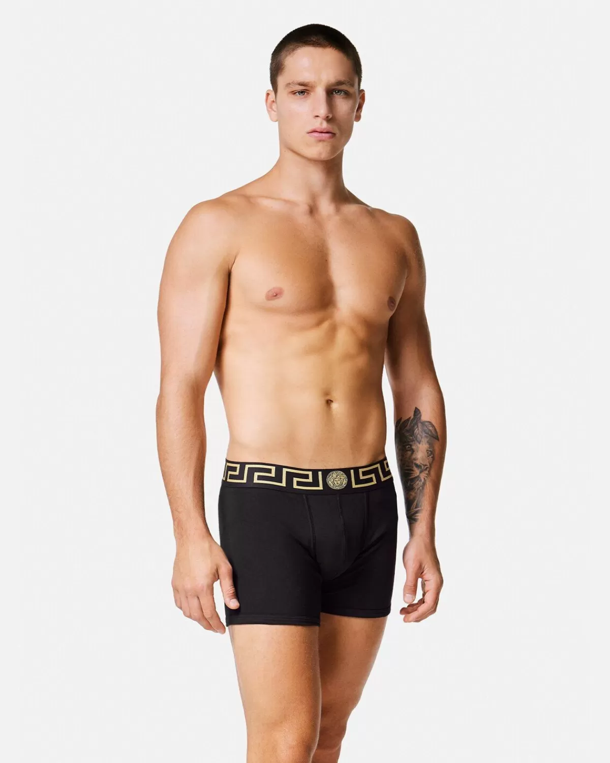 Homme Versace Lot De Deux Boxers Adherents Longs Greca