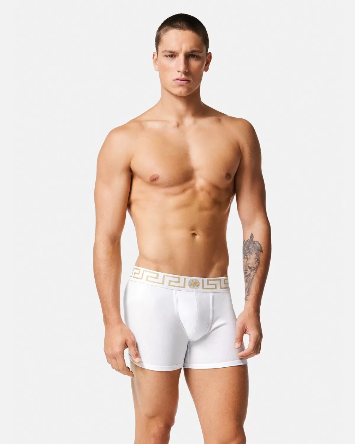 Homme Versace Lot De Deux Boxers Adherents Longs Greca