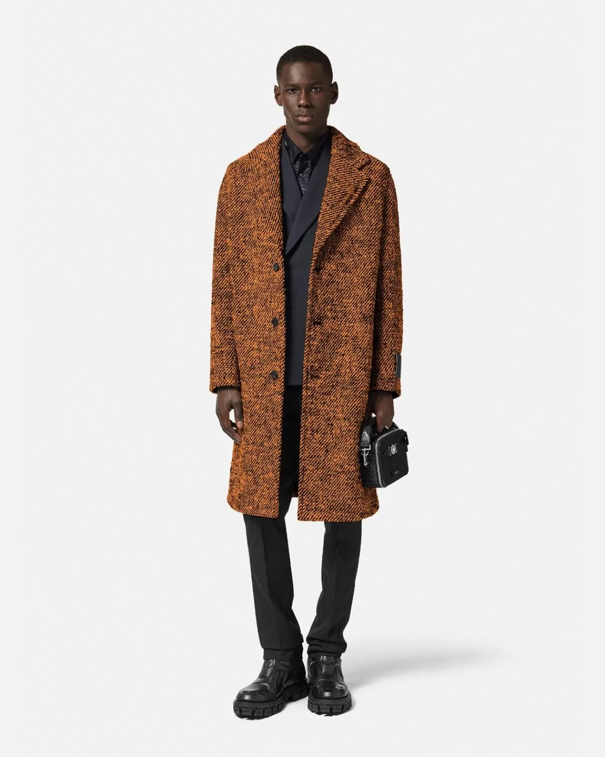 Homme Versace Manteau Long Boucle