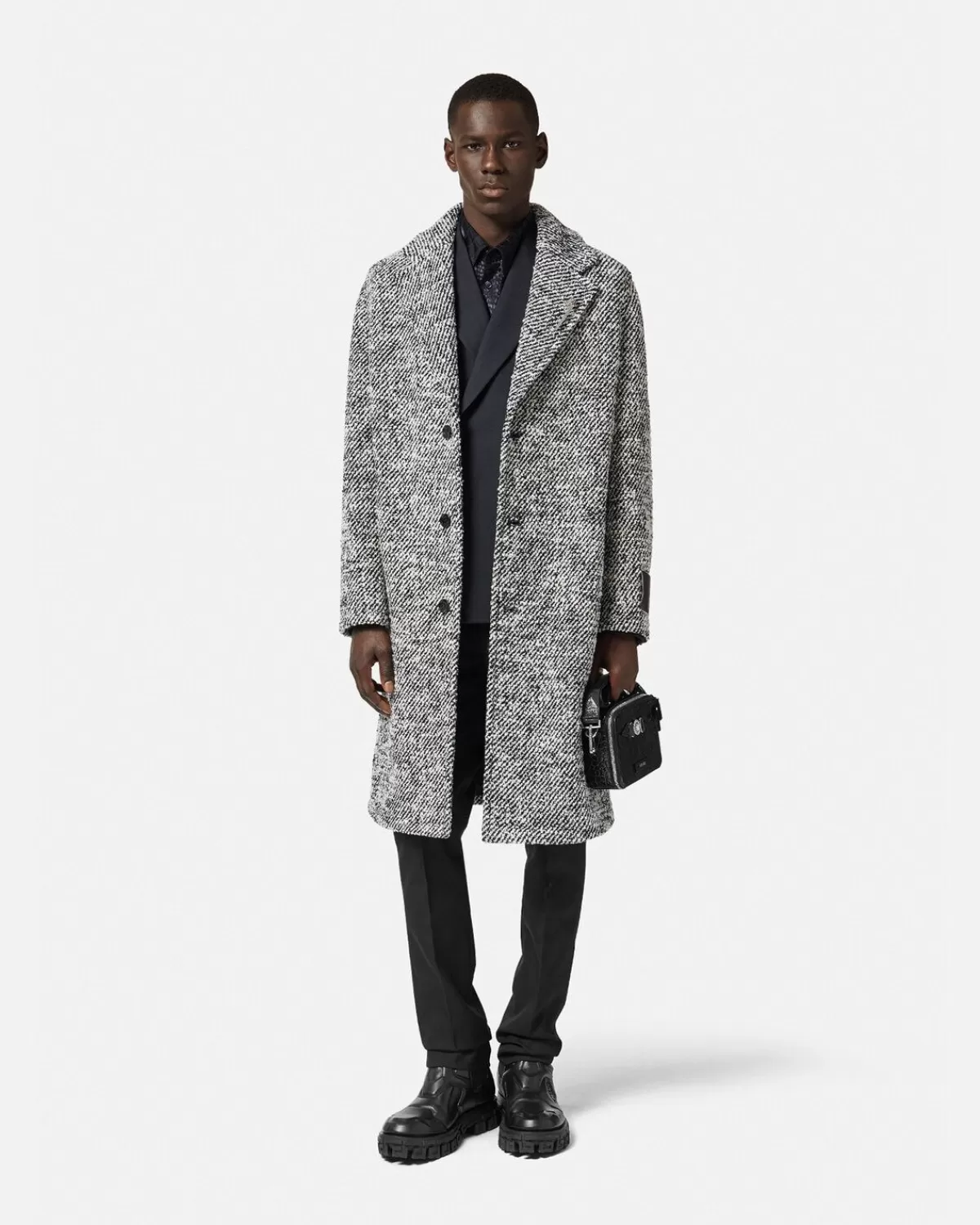 Homme Versace Manteau Long Boucle