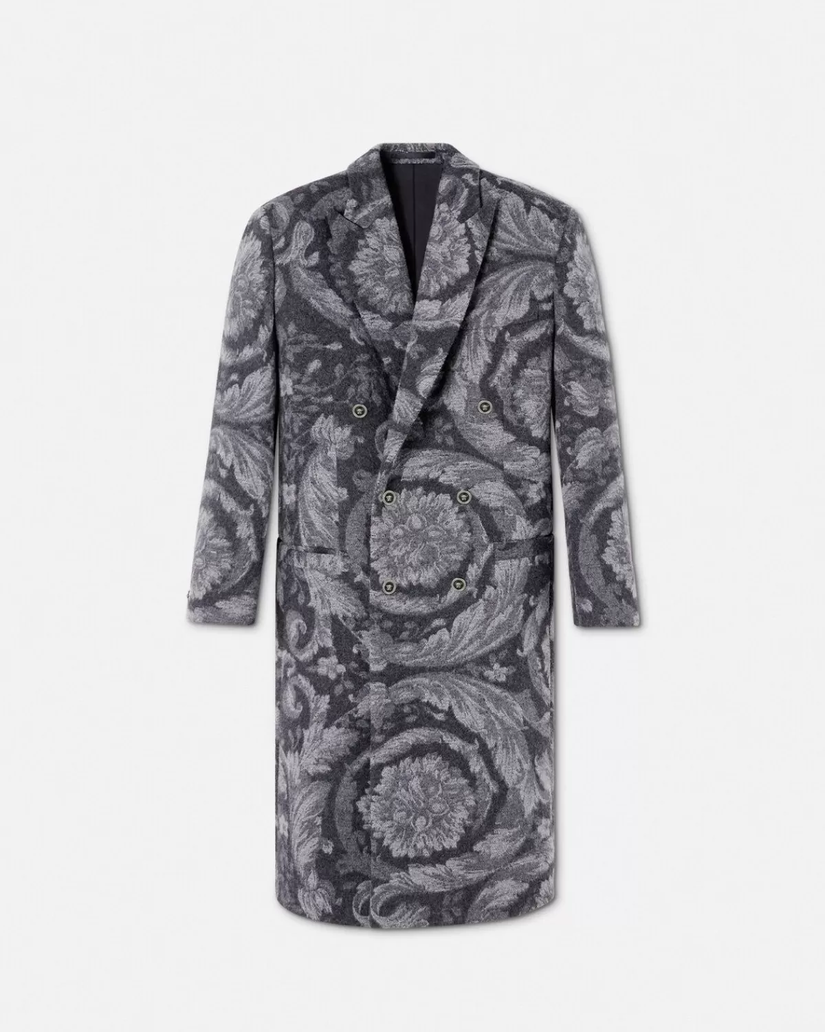 Homme Versace Manteau Long En Cachemire Melange Barocco