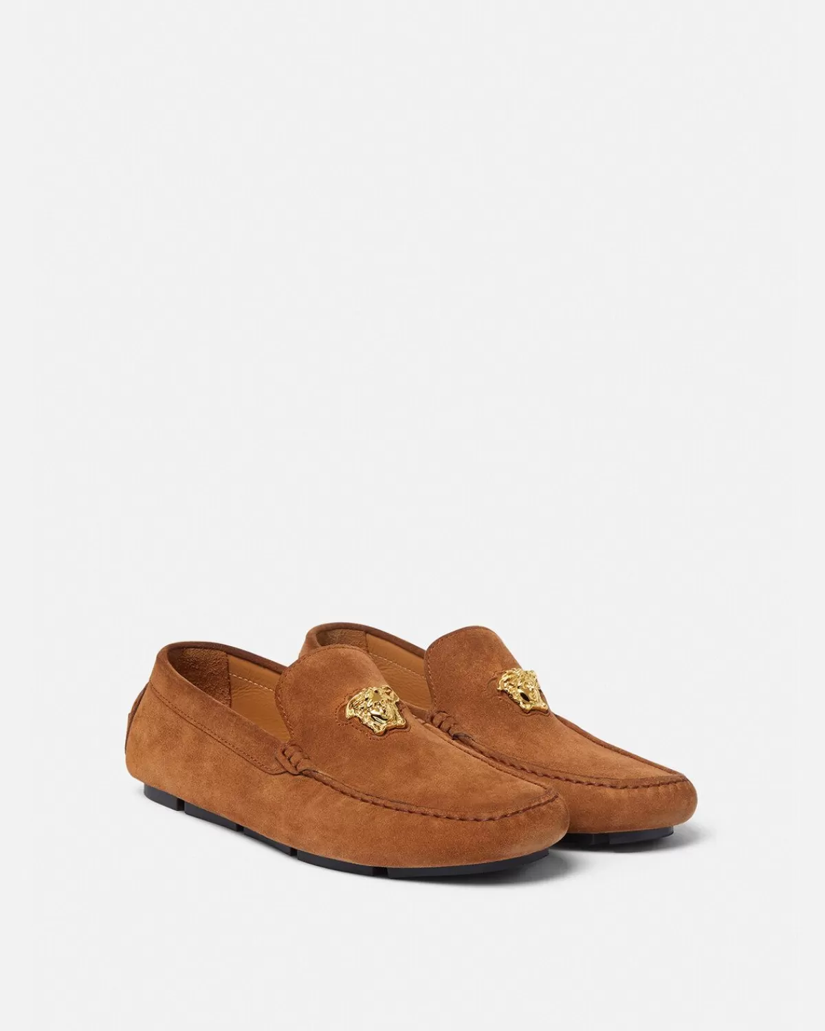 Homme Versace Mocassins Driver En Daim La Medusa