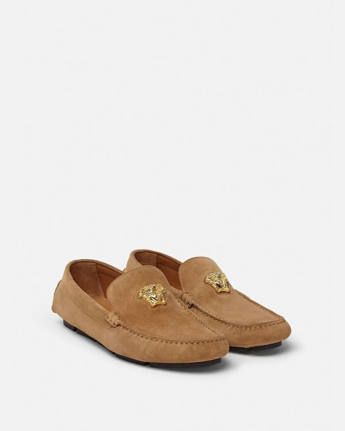 Homme Versace Mocassins Driver En Daim La Medusa