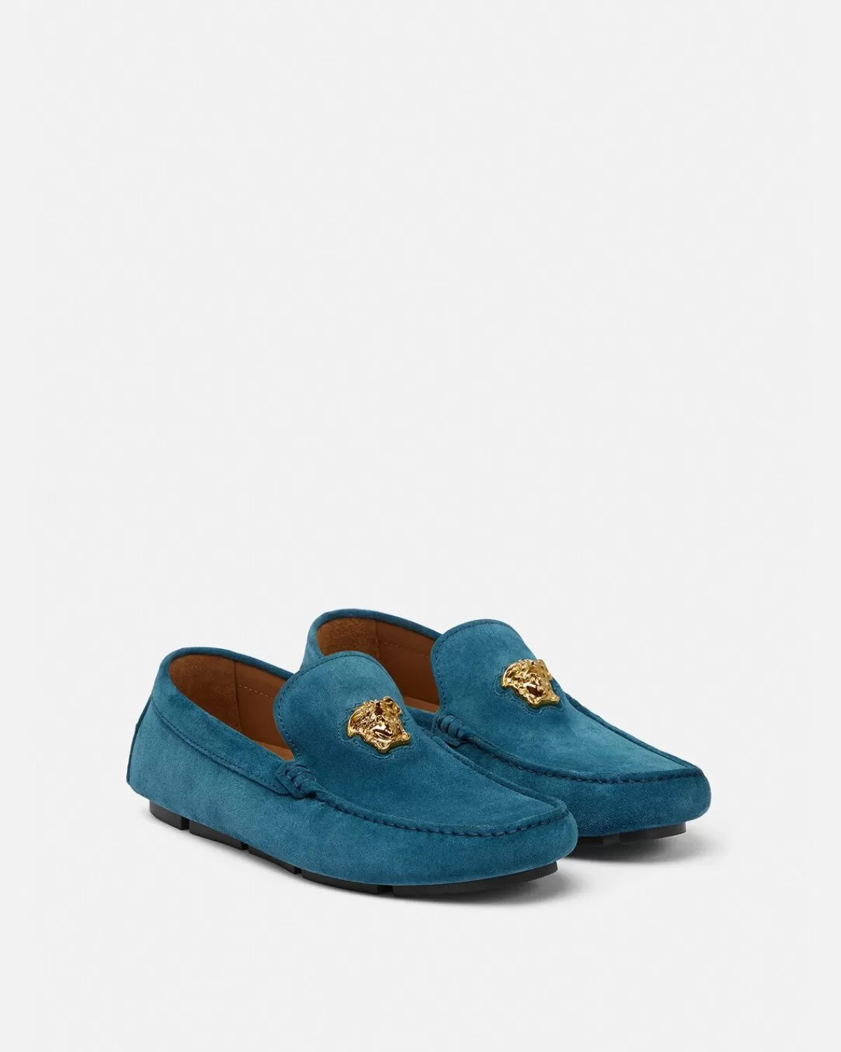 Homme Versace Mocassins Driver En Daim La Medusa