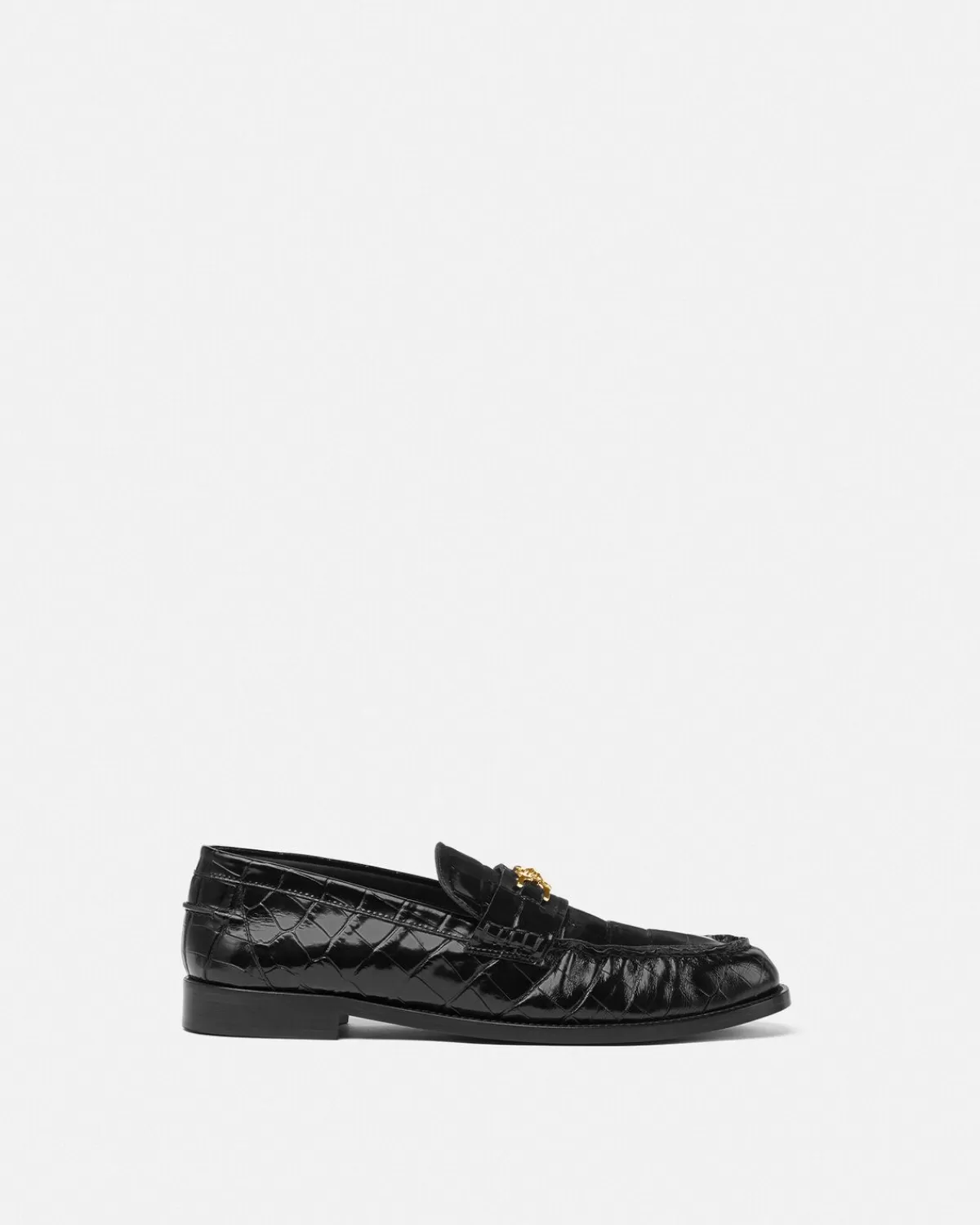 Homme Versace Mocassins Effet Croco Medusa '95