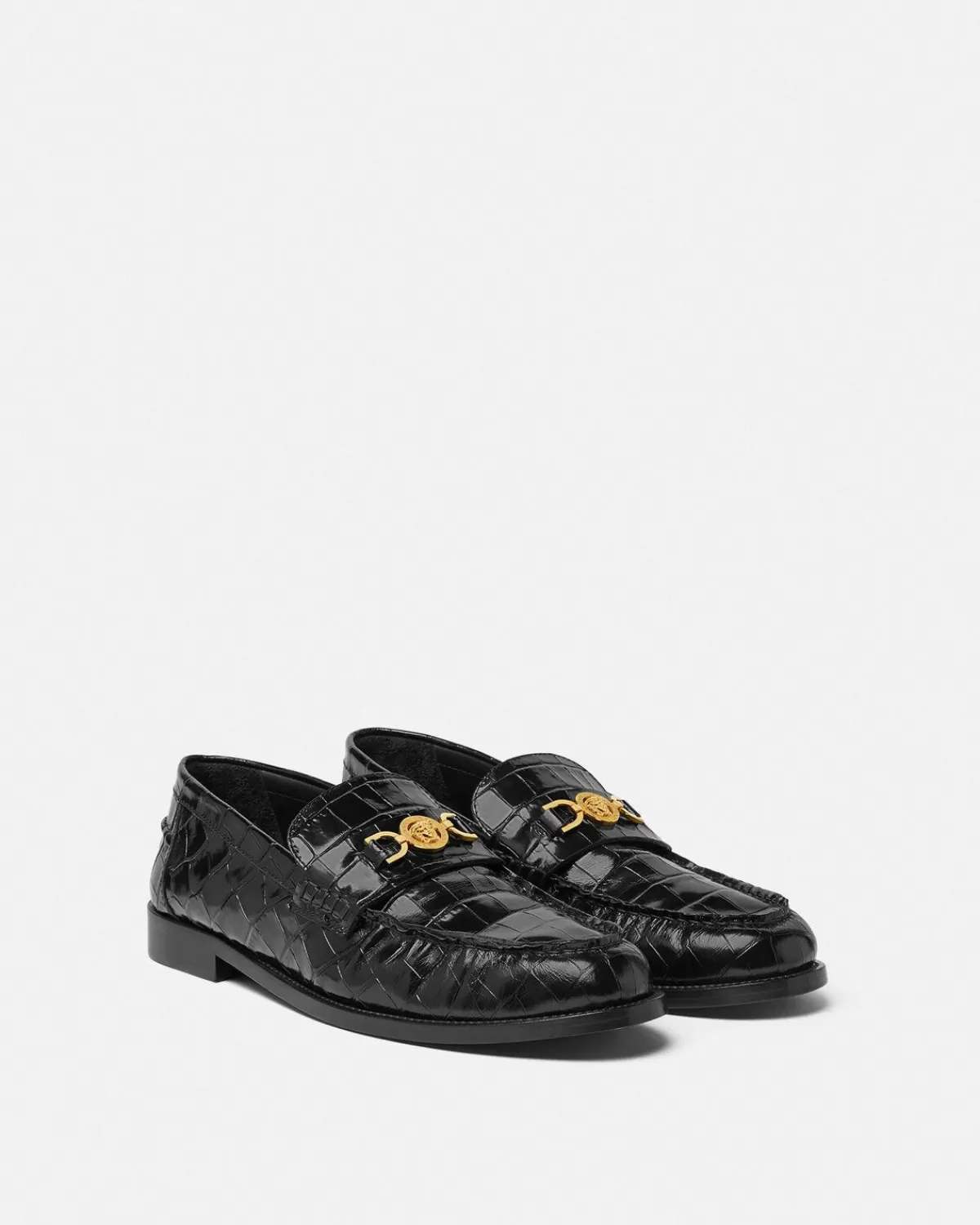 Homme Versace Mocassins Effet Croco Medusa '95