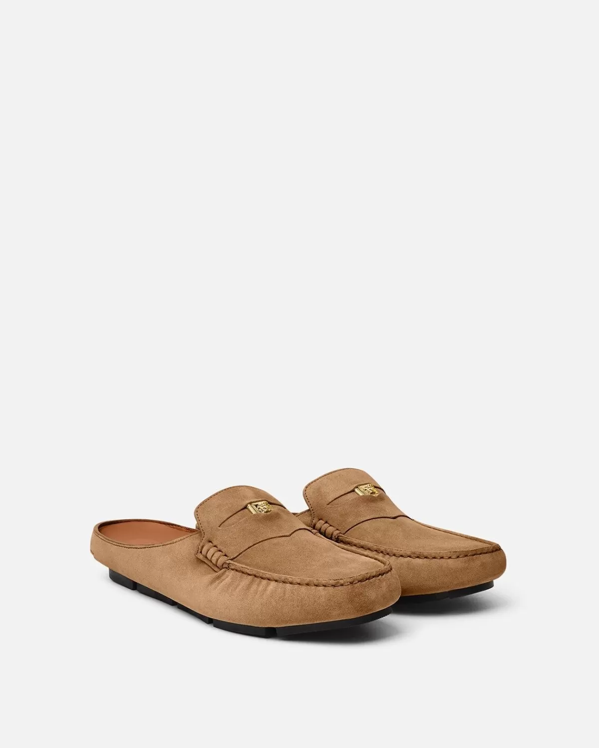 Homme Versace Mules Driver En Daim Medusa Biggie