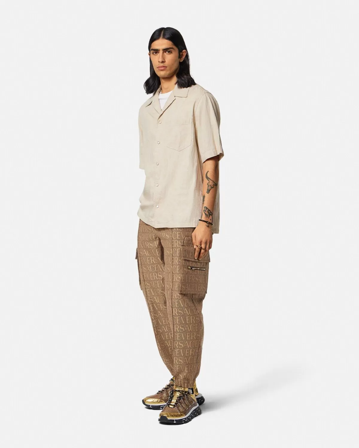 Homme Versace Pantalon Cargo Allover