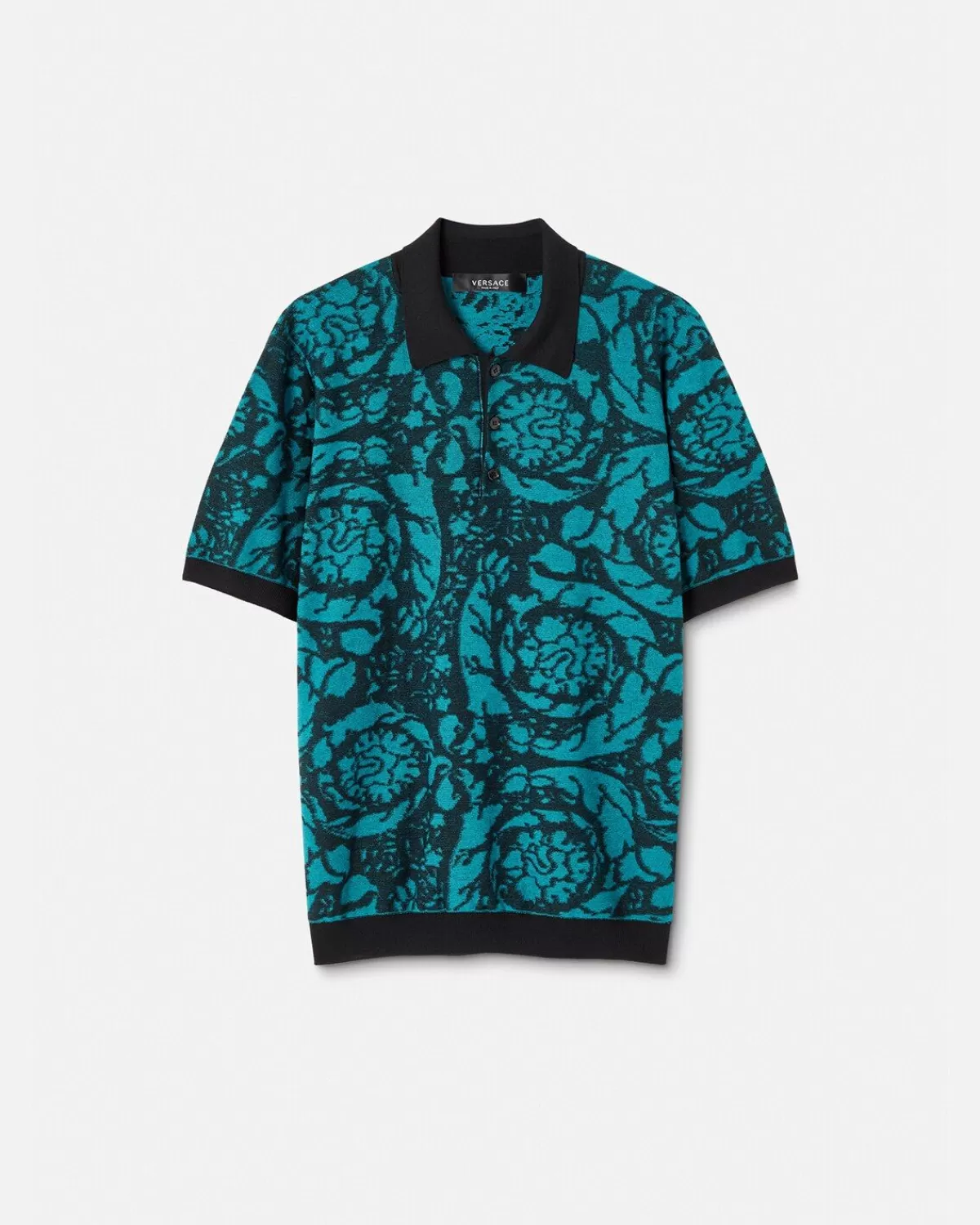 Homme Versace Polo En Maille Barocco Silhouette