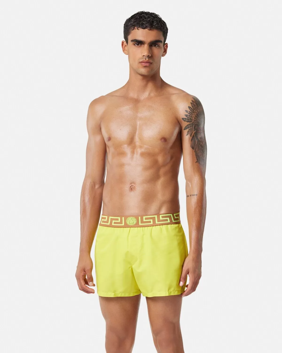 Homme Versace Short De Bain A Bordure Greca