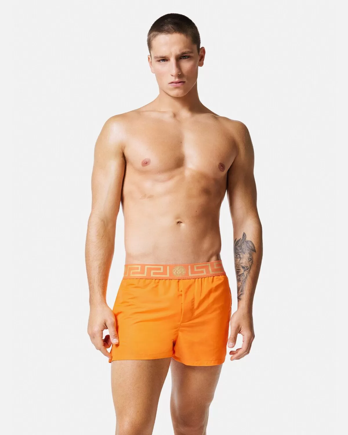 Homme Versace Short De Bain A Bordure Greca