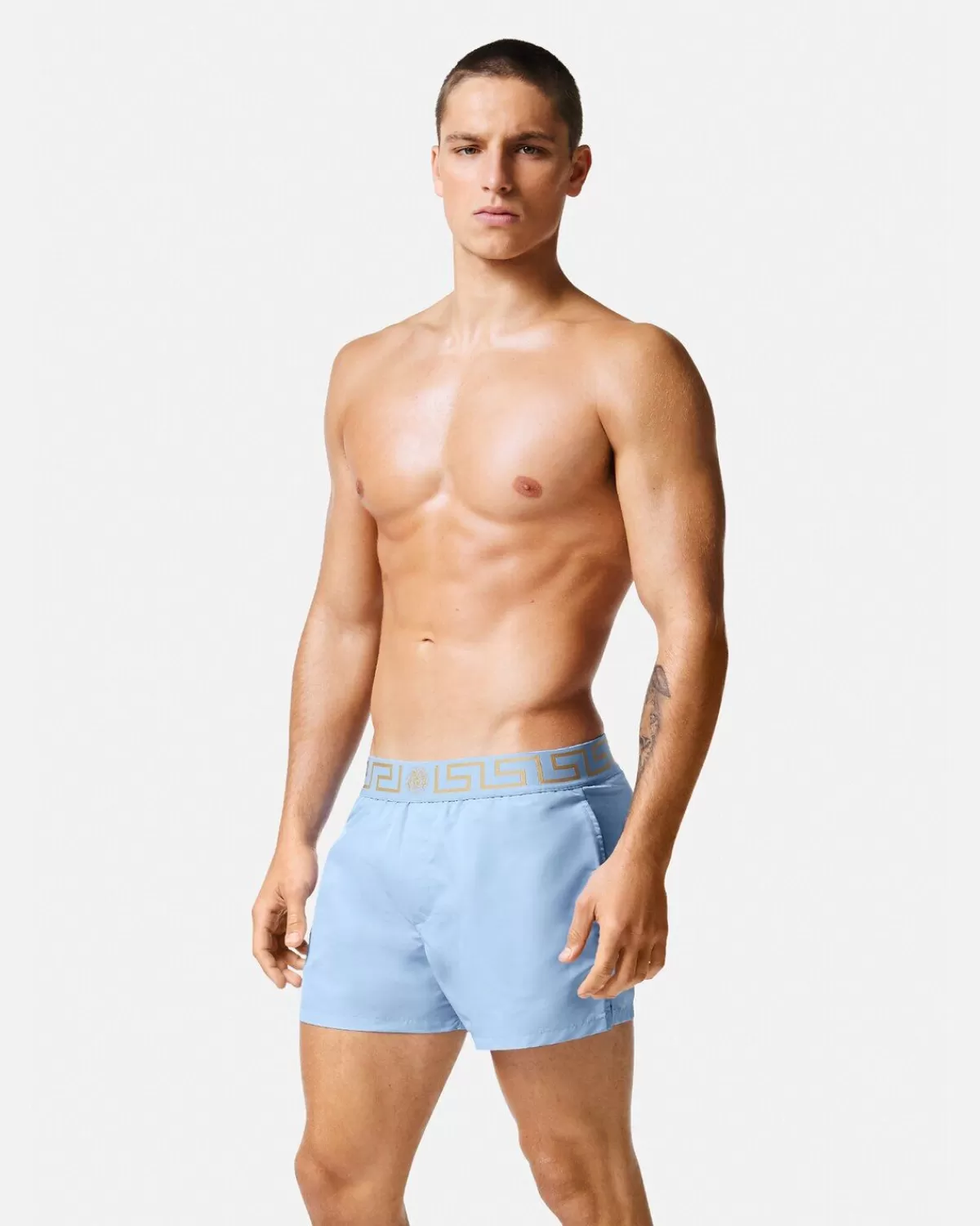 Homme Versace Short De Bain A Bordure Greca