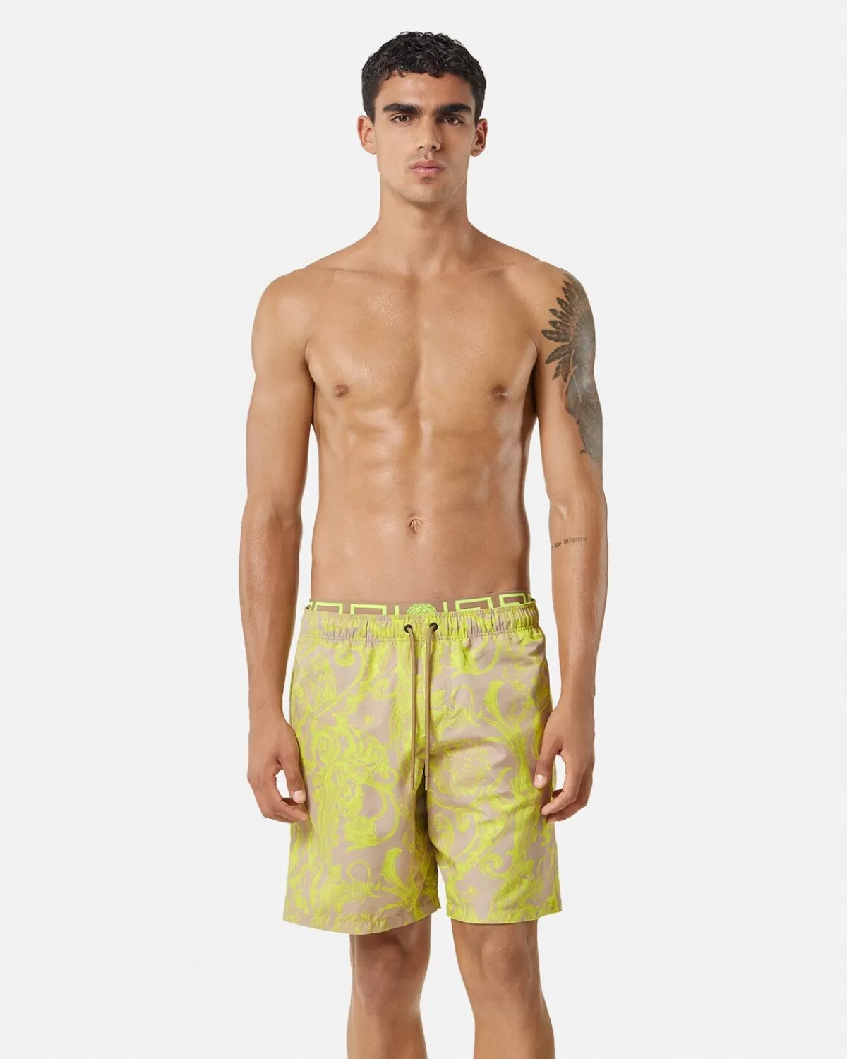 Homme Versace Short De Surf Mi-Long Barocco Stencil