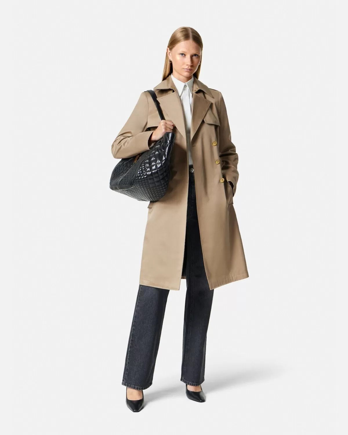 Femme Versace Trench En Gabardine