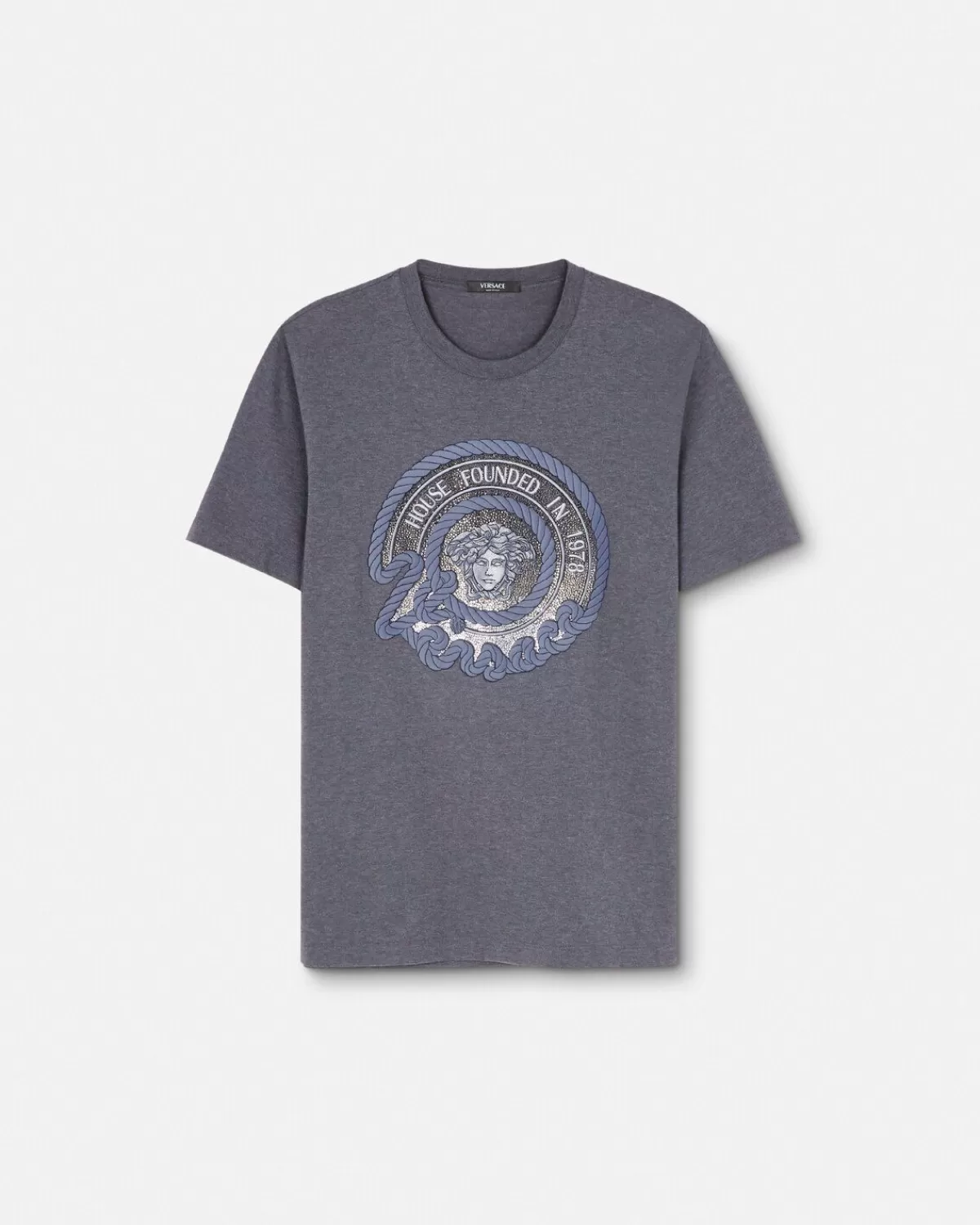 Homme Versace T-Shirt Nautical Medusa Avec Cristaux